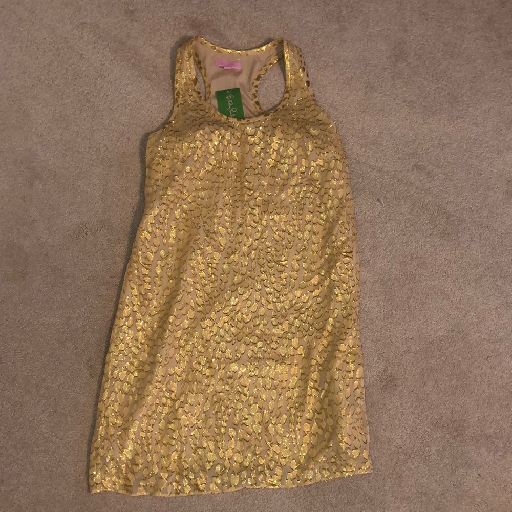 Gold Lilly Pulitzer Tank Dress (“Packin Heat”)
